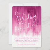 Invitation Mariage reprogrammé de l'art rose rouge (Devant)
