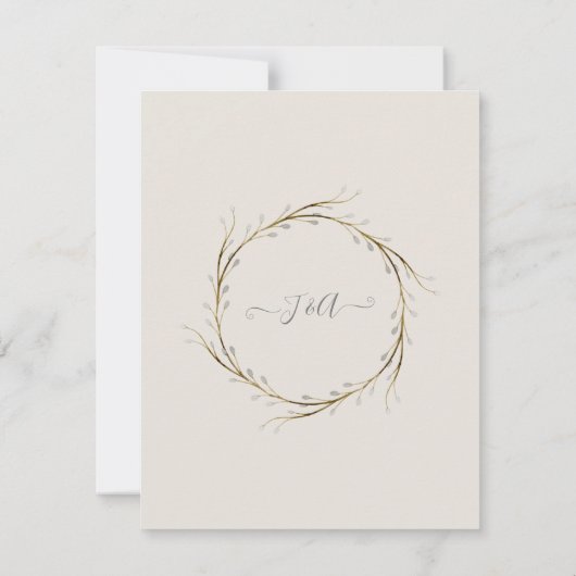 Invitation Mariage reprogrammé gris n blanc Eucalyptus florau (Dos)