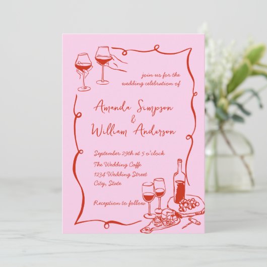 Invitation Mariage rétro à griffes à main funky (Debout devant)