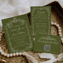 Mariage Rétro à l'Ancienne Mode Olive Verte