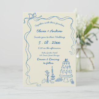 Invitation Mariage Rétro à l'Écriture Manuscrite Fantaisiste