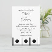 Invitation Mariage Rétro à pois noirs et blancs (Debout devant)