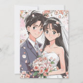 Invitation Mariage rétro Anime Couple (Devant)