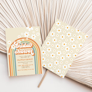 Invitation Mariage rétro arc-en-ciel Daisy Groovy