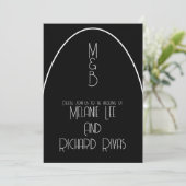 Invitation Mariage rétro Arch Initial Noir Blanc B (Debout devant)