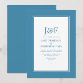 Invitation Mariage rétro bleu (Devant / Derrière)