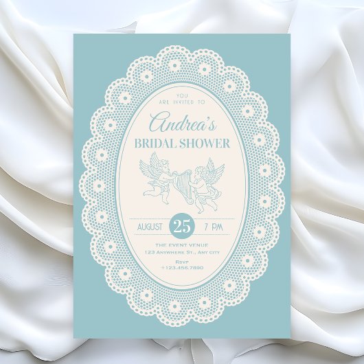 Invitation Mariage rétro bleu