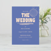 Invitation Mariage Rétro Bleu & Beige Typographie Gras (Debout devant)