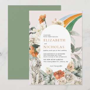 Invitation Mariage rétro boho floral botanique