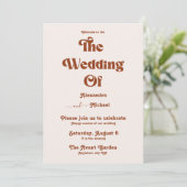Invitation Mariage rétro boho terracotta orange brûlé (Debout devant)