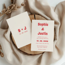 Mariage Rétro Boho Typographie Corail