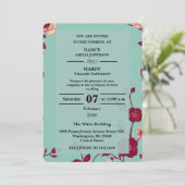 Invitation Mariage Rétro Burgundy Bleuet (Debout devant)