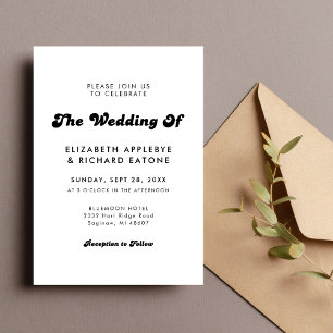 Invitation Mariage Rétro Chic Noir et Blanc