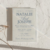 Invitation Mariage Rétro Classe Bleu Et Blanc D'argent