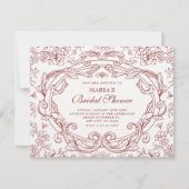 Invitation Mariage rétro classique à fleurs rouges (Devant)