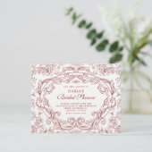Invitation Mariage rétro classique à fleurs rouges (Debout devant)