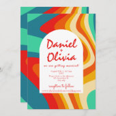 Invitation Mariage rétro coloré (Devant / Derrière)