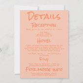 Invitation Mariage Rétro Corail Écriture Manuscrite Original  (Dos)