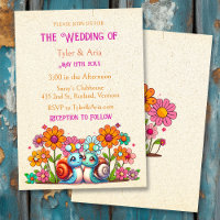 Mariage Retro Cottage Core Fleurs et Escargots