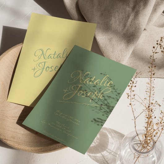 Invitation Mariage rétro couleur manuscrit