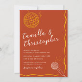 Invitation Mariage Rétro Disco Terracotta (Devant)