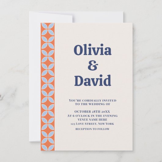 Invitation Mariage rétro du milieu du siècle (Devant)