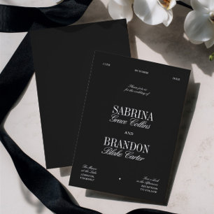 Invitation Mariage rétro élégant noir et blanc