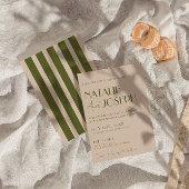Invitation Mariage Rétro Élégant Vert Olive Brun