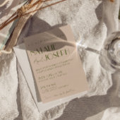 Invitation Mariage Rétro Élégant Vert Olive Brun