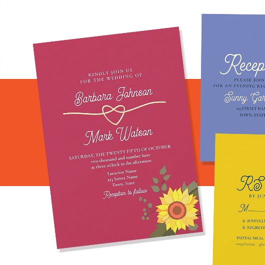 Invitation Mariage Rétro Fleur Rose