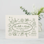Invitation Mariage Rétro Funky Fait Main Correspondances (Debout devant)
