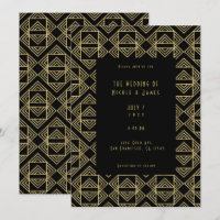 Mariage rétro glamour Art déco or et noir bold