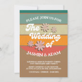 Invitation Mariage Rétro Groovy Daisy (Devant)