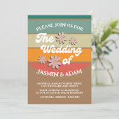 Invitation Mariage Rétro Groovy Daisy (Debout devant)
