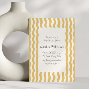 Invitation Mariage rétro jaune moutarde bordure ondulée