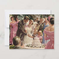 Mariage Rétro Jeunes Mariés Coupe Gâteau Enregistr