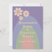 Invitation Mariage Retro les années 70 Super Pastel (Devant)
