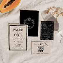 Mariage Rétro Luxe Argent Noir Élégant de Vieux Ar