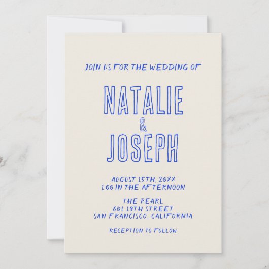 Invitation Mariage rétro moderne à double face (Devant)