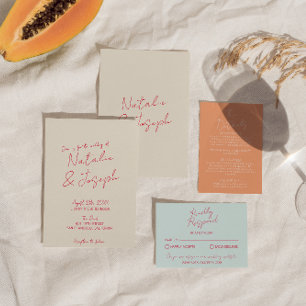 Invitation Mariage rétro moderne à la main et à la main