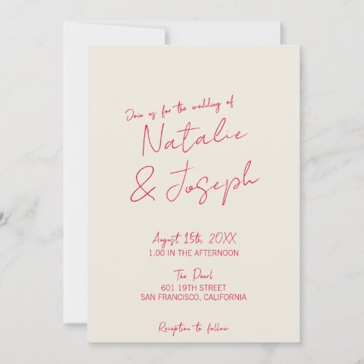 Invitation Mariage rétro moderne à la main et à la main (Devant)