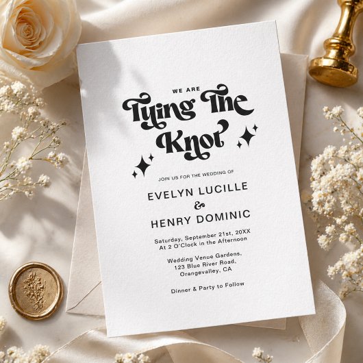 Invitation Mariage Rétro Noir et Blanc avec Écriture Gras Gro
