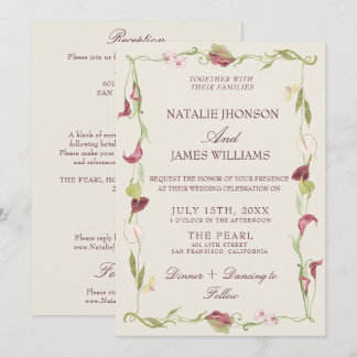 Invitation Mariage Rétro Nouveau Art Floral Tout En Un