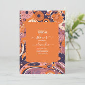 Invitation Mariage rétro orange blush rose violet groovy (Debout devant)
