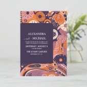 Invitation Mariage rétro orange blush rose violet groovy (Debout devant)