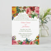 Invitation Mariage rétro romantique aux roses et au merlebleu (Debout devant)