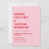 Invitation Mariage Rétro Rose et Rouge (Devant)