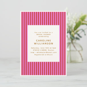 Invitation Mariage rétro rose rouge rayé Shower de mariage es