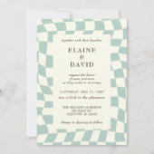 Invitation Mariage Retro Super Green Checkerboard (Devant)