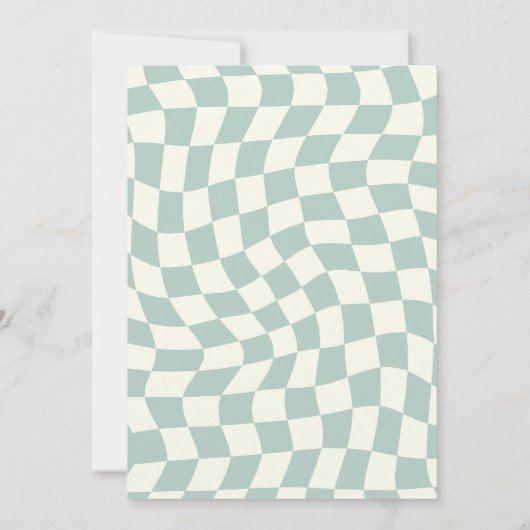 Invitation Mariage Retro Super Green Checkerboard (Dos)